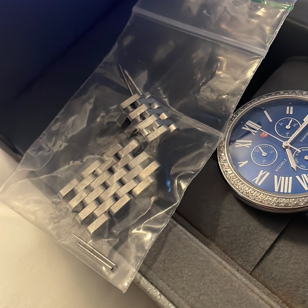 Michele Serein Blue Dial Mother of Pearl Chronograph Watch - Picture 5 of 8